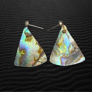 Abalone Pyramid Earrings with Sterling Silver French Hooks